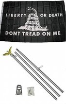 K's Novelties 3x5 Gadsden Liberty or Death Black White Flag Aluminum Pole Kit Se - $19.88