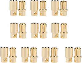 10Pairs Gold-Plated 8Mm Male Female Banana Plugs Bullet Connector for RC Battery - £14.21 GBP