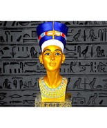 Unique Queen Nefertiti large Bust, Egyptian Art Gold  hand painted Art s... - $307.56 CAD