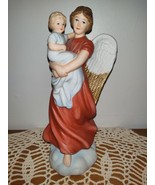 Homco #1414 Porcelain Bisque ANGEL on CLOUD HOLDING CHILD Figurine  - £14.80 GBP
