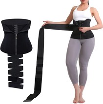 Waist Trimmer Wrap Bandage 3 In 1 Waist Trainer Hooks Zip Slimming (Size:XL) - £19.26 GBP