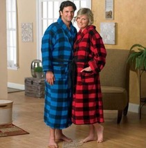 Buffalo Plaid Robe Unisex Red And Black Large L Mens Womens - £34.08 GBP