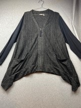 LOGO Lori Goldstein Full Zip Knit Cardigan Sweater Women Size 1X Faux Suede Gray - £21.70 GBP