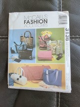 Mc Calls Fashion Accessories Duffel Or Tote Handbag Pattern #3136 Uncut - £6.82 GBP