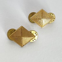 WWII US Army Officer Finance Collar Insignia Gold Tone Pin Back Pair Set Of 2 - £15.85 GBP