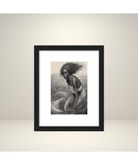  African Black Mermaid Drawing Sketch Print &quot;8x10&quot; Framed By Shantress N... - $24.64 CAD