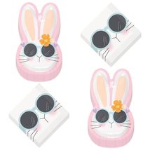 Cool Bunny Easter Party Supplies - Pink Bunny Shaped Paper Dessert Plate... - £11.95 GBP
