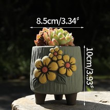 Korean Pottery Hand Pinch Floret Succulent Flower Pot Vintage Green Plant Cerami - £20.43 GBP