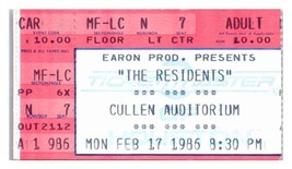 The Residents Concert Ticket Stub Février 17 1986 University De Houston ... - £42.24 GBP