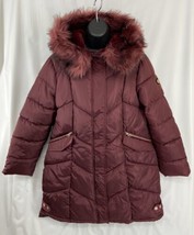 Jessica Simpson Size L Womens Faux Fur Trim Hooded Puffer Parka Full Zip - £28.32 GBP