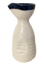 Japanese Pottery Sake Bottle Hand Crafted Textured Glaze White &amp;  Blue 6&quot;H - £10.13 GBP