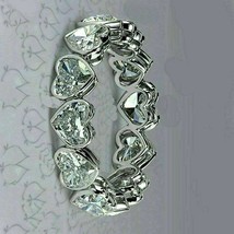 2.10Ct Corazón Imitación VVS1/D Diamante Eternity Banda Anillo 14K Blanco Oro - £111.54 GBP