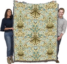 Tapestry Throw Woven From Cotton - Made In The Usa - William Morris Hyacinth - £71.13 GBP
