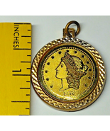 Vtg. Bicentennial 1776 Twenty Dollar Gold Tone Coin Replica Necklace Cha... - $6.88
