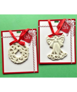 Lenox Pierced Porcelain Angel &amp; Wreath Christmas Charm Ornaments Set of ... - $23.66
