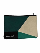 Lacoste Canvas Travel Pouch Multicolor Zip Teal Blue Cream 8” X 11.5” Read Descr - £11.86 GBP