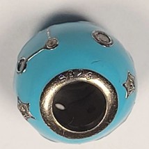 S925 Sterling Silver Native Blue Teal Gnoce Charm Bead Enamel CZ Stones  - £13.25 GBP