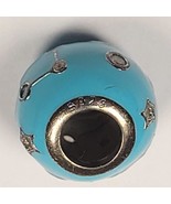S925 Sterling Silver Native Blue Teal Gnoce Charm Bead Enamel CZ Stones  - £13.28 GBP