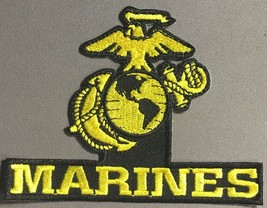USMC Marines Emblem Globe and Anchor  fold on black licensed patch - $111.28 MXN