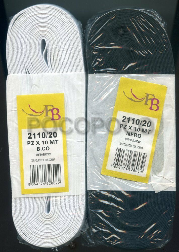 Chevron Elastic Ribbon Height 20 MM 2110/20 Stretch White or Black - $1.86+