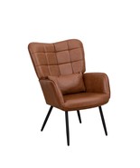 Modern Brown Bonded Leather Armchair - High Back, Metal Legs - $154.99