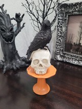 Halloween Skull Black Crow Tier Tray MINI Figurine Prop Tabletop Decor 5.5&quot; - £10.89 GBP