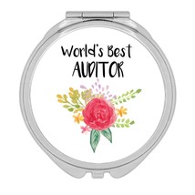 World&#39;s Best Auditor : Gift Compact Mirror Work Job Cute Flower Christma... - £10.40 GBP