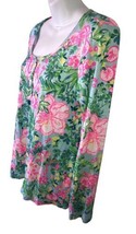 Lilly Pulitzer Pj Knit Henley Top Lil Soiree All Day Size Large - £33.40 GBP