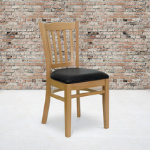 Natural Wood Chair-Blk Vinyl XU-DGW0008VRT-NAT-BLKV-GG - £91.01 GBP