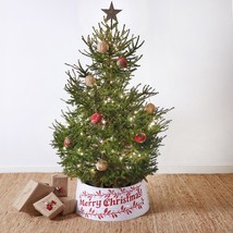 White &amp; Red Metal - Merry Christmas Tree Collar - Farmhouse Country Ring Skirt - £142.01 GBP