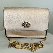 Coach Women&#39;s Turnlock Chain Crossbody Leather Bag, Platinum/Gold, NWOT - $150.00