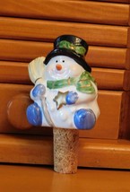 Ceramic Snowman Bottle Stopper Wine Cork Christmas Holiday - £6.38 GBP