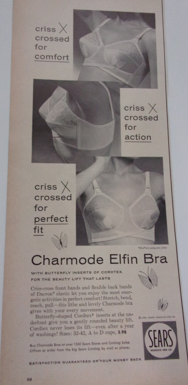 Sears Charmonde Elfin Bra Magazine Print Ad 1959 - $3.99