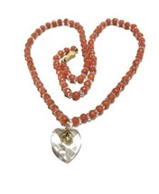 French No dye Antique RED faceted natural coral barrel beads necklace Heart 珊瑚 - £3,963.26 GBP