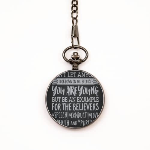 Primary image for Motivational Christian Pocket Watch, Dont let Anyone Look Down on You Because Y