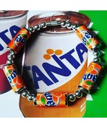 UNIQUE fab ORANGE FANTA CANS BRACELET handcrafted COOL miniature SODA po... - $12.65