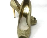 Michael Kors Women 8M York Platform Gold Glitter Bling Peep Toe High Hee... - $69.25