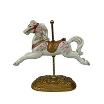 Homco Porcelain Carousel Horse Figurine Metal Base Vintage 6.5 Inches - $17.66