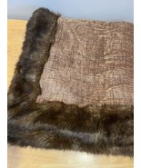 Pier 1 Imports Chenille Faux Fur Trim Blanket Reversible Brown Throw 60x50” - $67.68 CAD