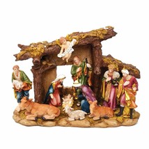 Kurt Adler 10.38&quot; Resin 11 Piece Nativity Set w/STABLE Christmas Decor N0296 - £55.32 GBP
