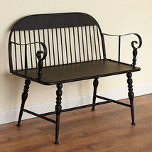 Modern Farmhouse Metal Spindle Legs Bench Black Entryway Seat Country Furniture - £180.95 GBP