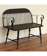 Modern Farmhouse Metal Spindle Legs Bench Black Entryway Seat Country Fu... - £175.34 GBP