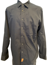 Michael Kors Classic Fit Mens Button Front Micro Dot Shirt Navy Blue Large - $12.34