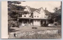 Beautiful Victorian Farmhouse Ornate Railing Stone Wall Real Photo Postcard K22 - £9.36 GBP