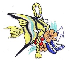 Angel Fish &amp; Anchor Iron On Sew On Embroidered Patch 3&quot;x 3&quot; - $4.99