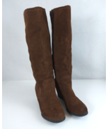 Target Merona Women&#39;s Suede Leather Chestnut Brown Side Zip Wedge Heel B... - $19.79