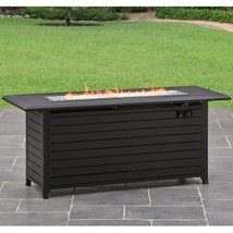 Fire Table Outdoor Aluminum Rectangular Propane Gas Fire Pit Large Cover New - £370.81 GBP