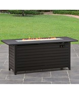 Fire Table Outdoor Aluminum Rectangular Propane Gas Fire Pit Large Cover... - $468.88