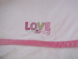 Carters Love Bug Ladybug Pink Green Embroidered Plush Fleece Baby Blanket Girl - £55.38 GBP
