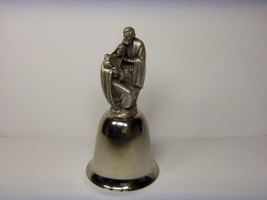 Danbury Mint Pewter &amp; Silver Plate Christmas Bell 1984 Nativity Holy Family - $12.82